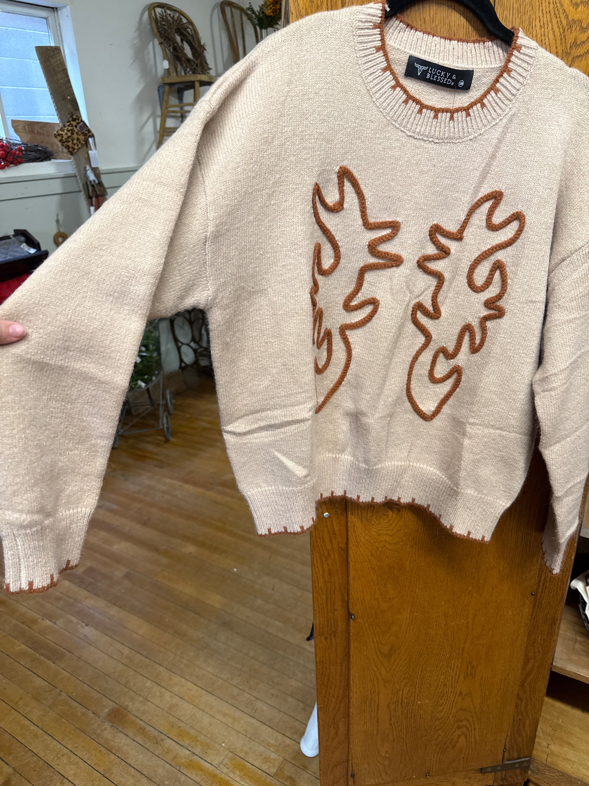 Beige Bootstitch Sweater