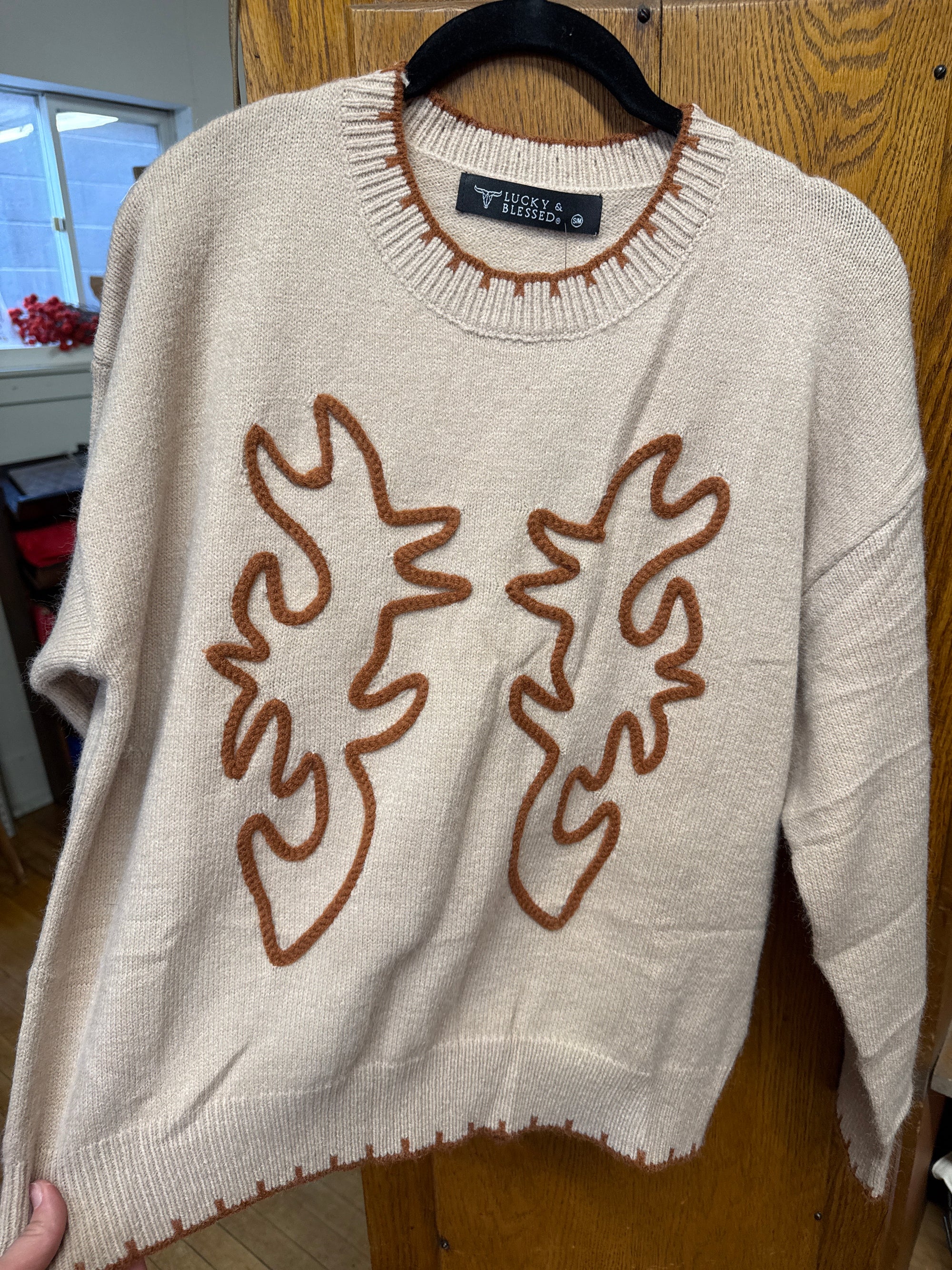 Beige Bootstitch Sweater