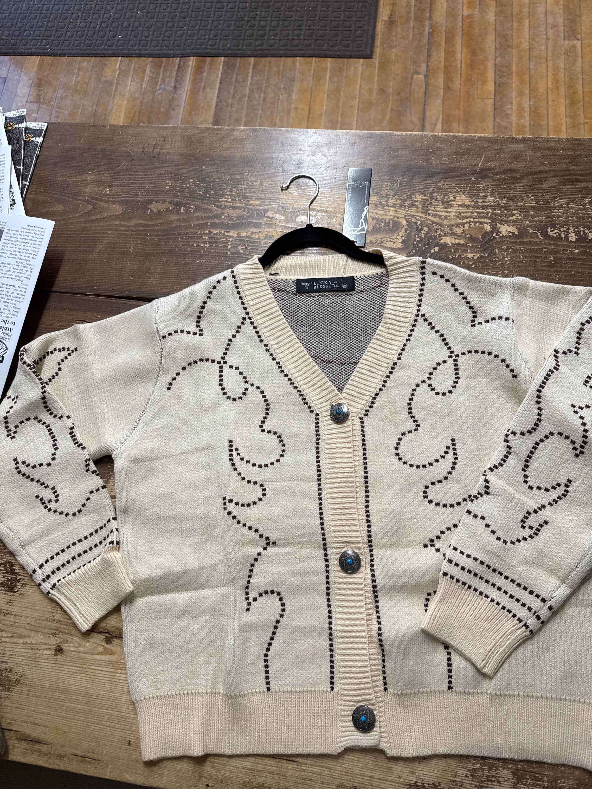 Boot-Stitch Knit Concho Sweater