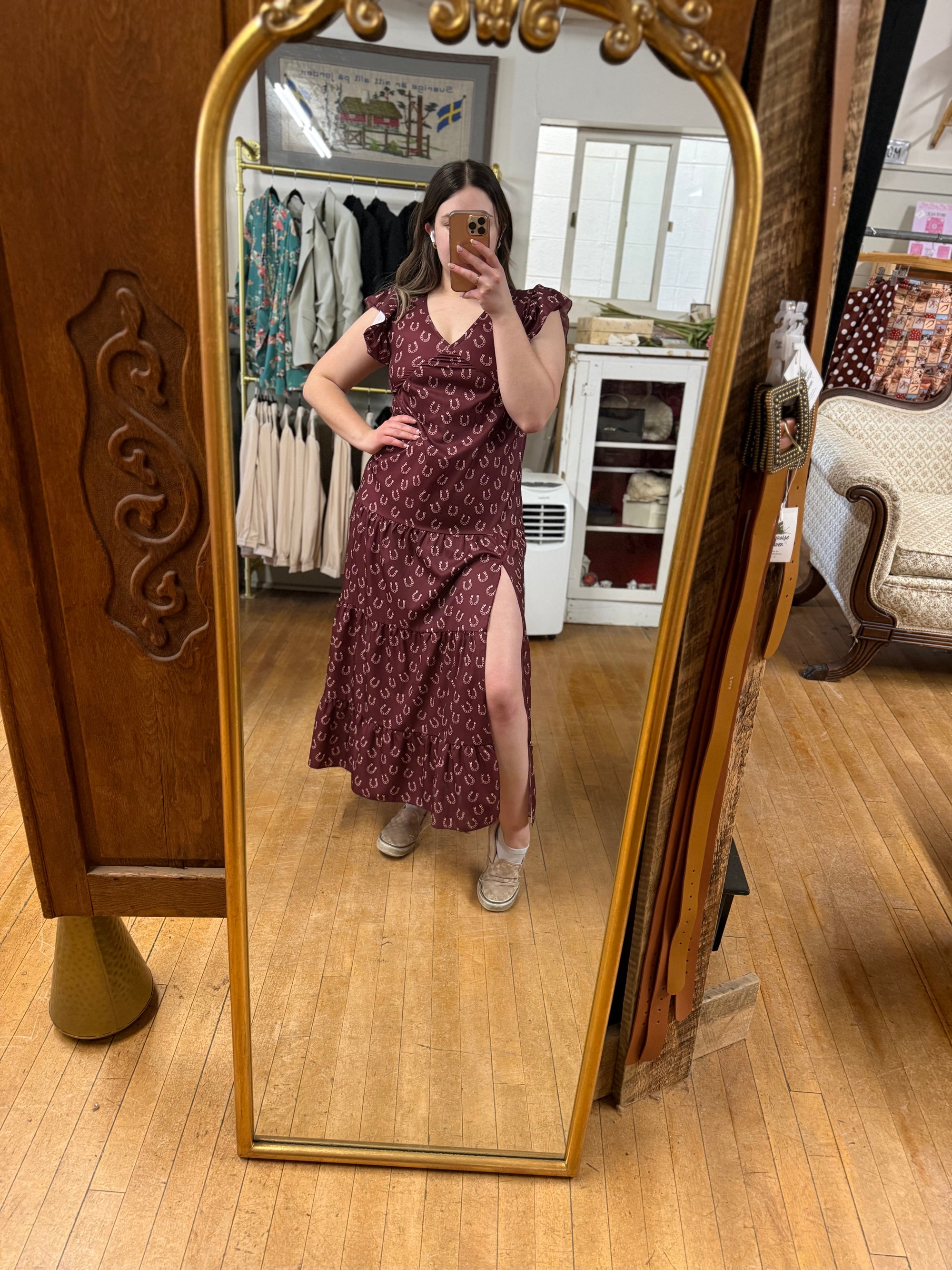 Maroon Horseshoe Dress
