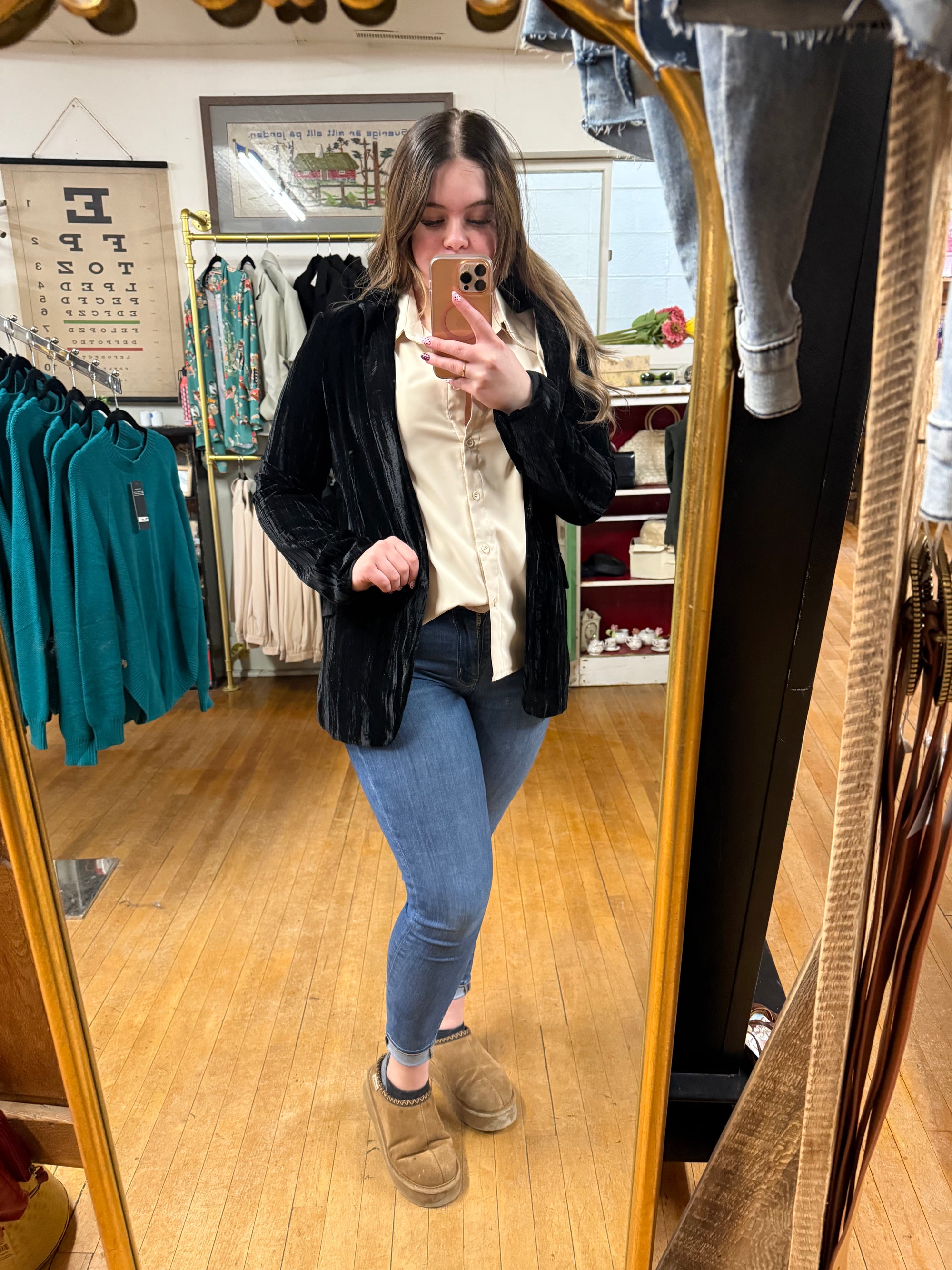 Cream Flowy Button Down