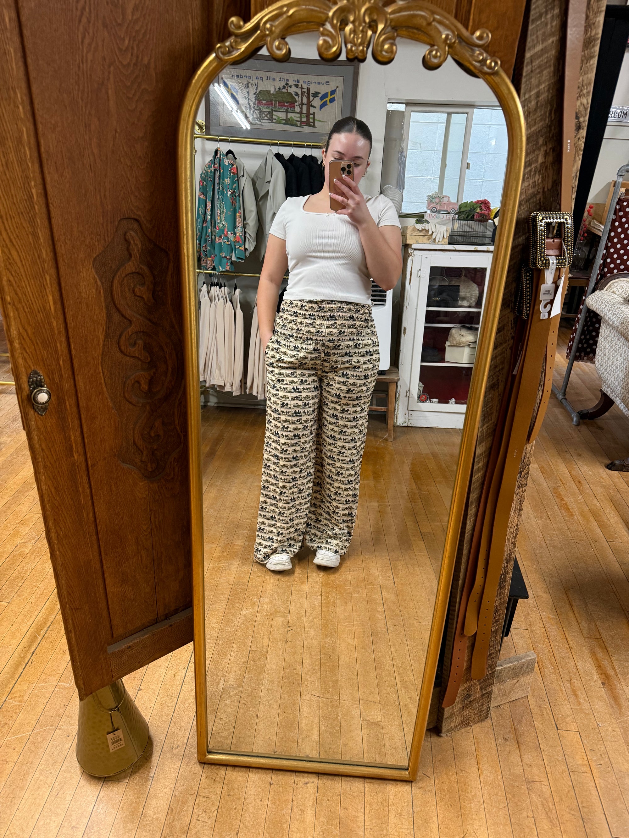 Cowboy Cream Wide-Leg Pants
