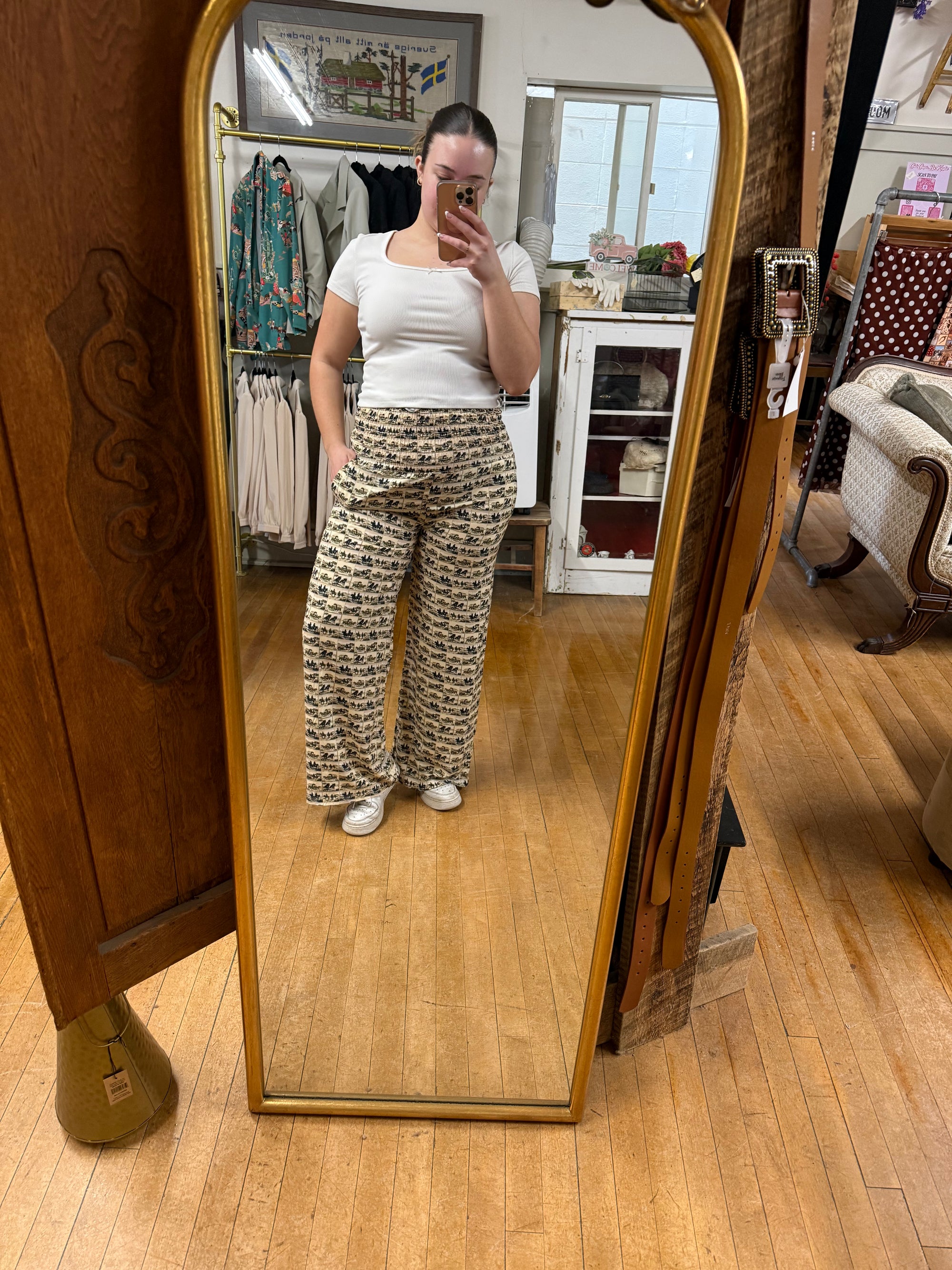 Cowboy Cream Wide-Leg Pants
