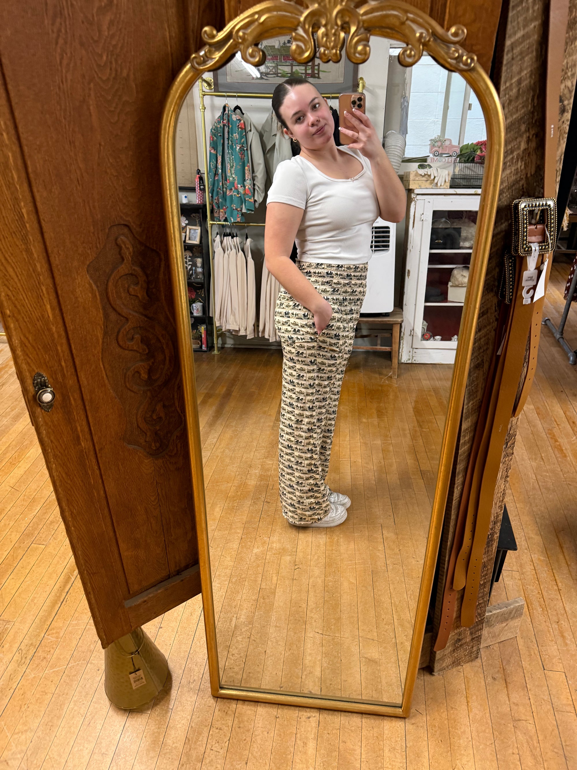 Cowboy Cream Wide-Leg Pants