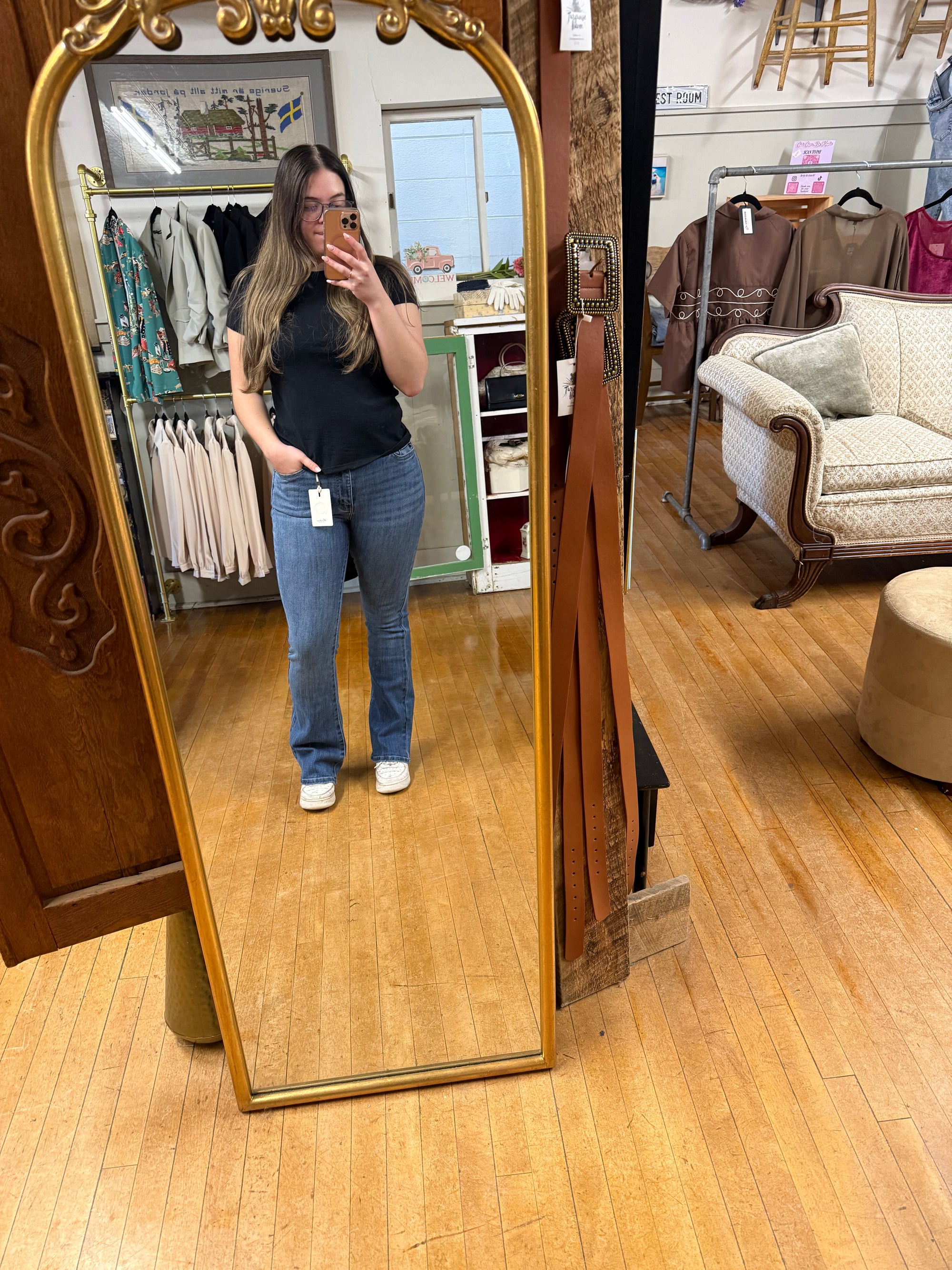 High-Rise, Medium Wash, Bootcut Jean