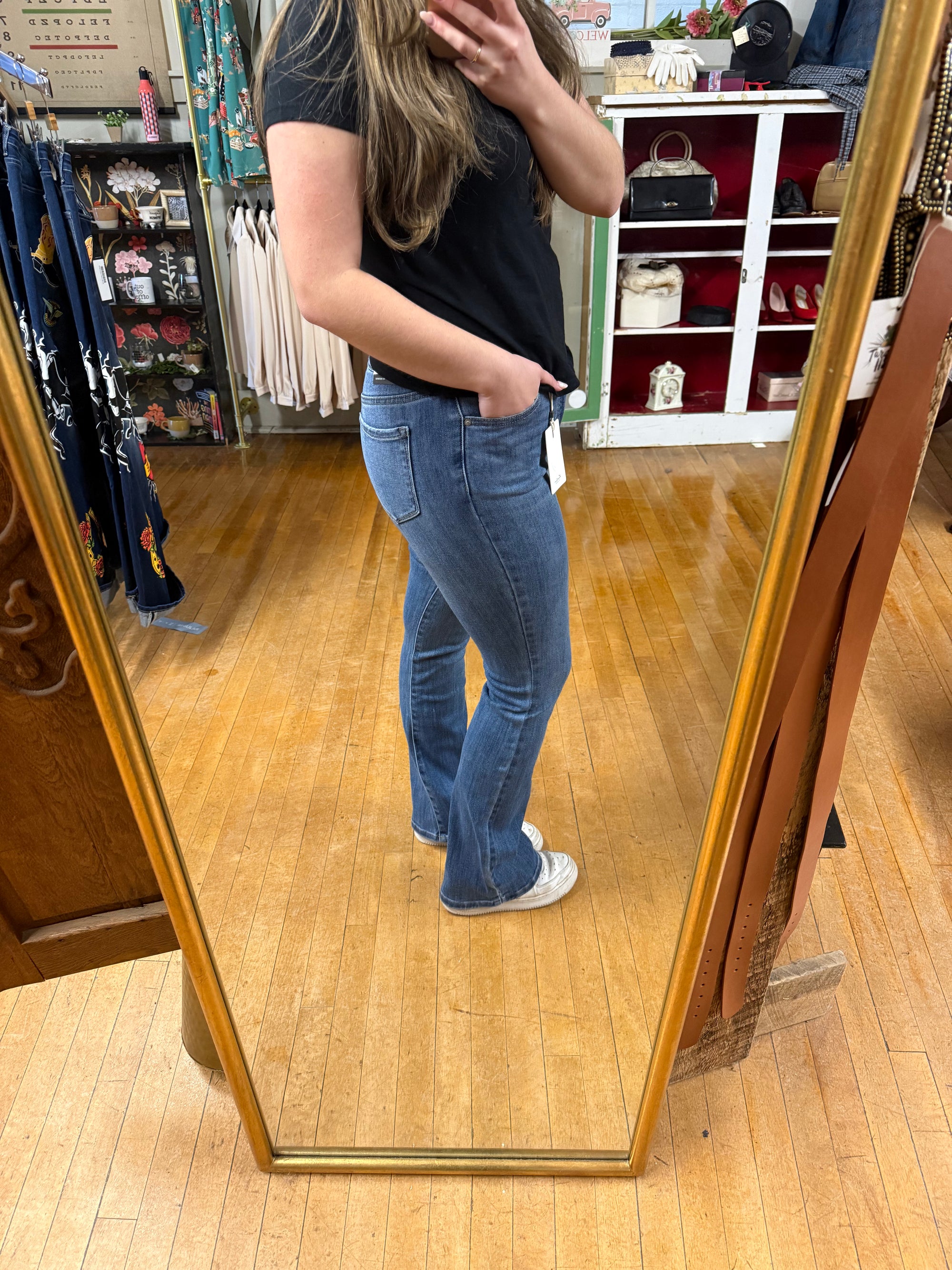 High-Rise, Medium Wash, Bootcut Jean