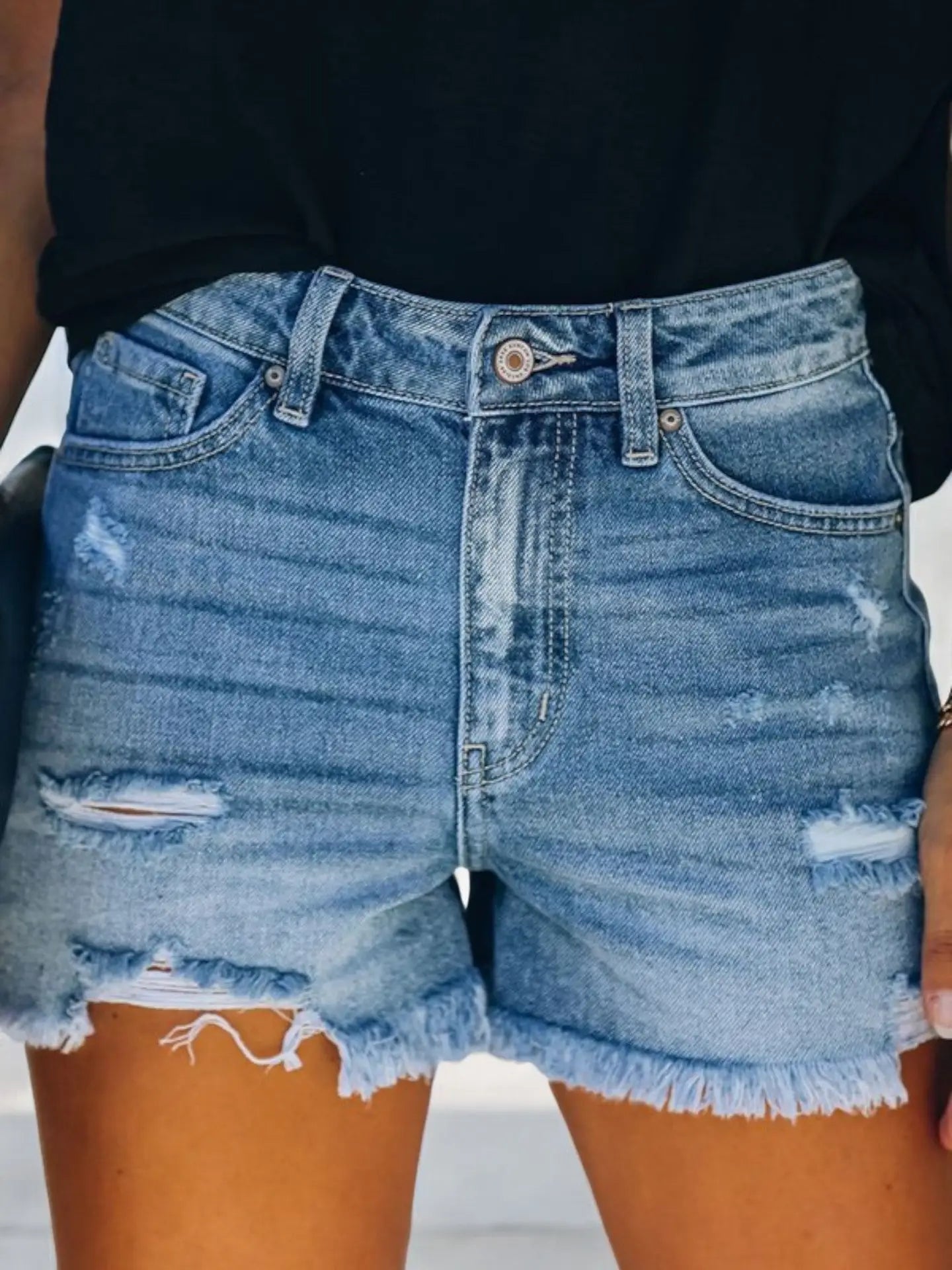 Distressed Denim Shorts